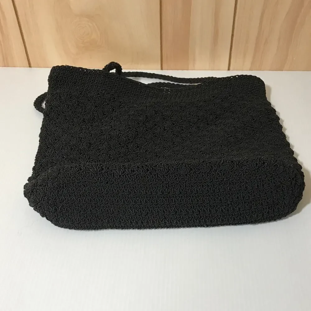 Chateau Vintage Black Knitted Satchel Bag